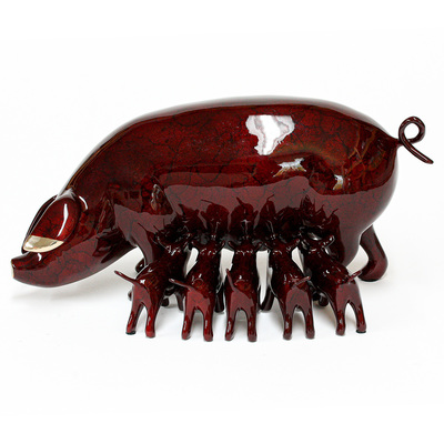 Loet Vanderveen - SOW AND PIGLETS (544) - BRONZE - 9 1/2 X 5 1/2 X 4 - These sculptures are bronze limited editions.
<br>
<br><a href="/[sculpture]/[available]-[patina]-[swatches]/">More than 30 patinas are available</a>. Available patinas are indicated as IN STOCK. Loet Vanderveen limited editions are always in strong demand and our stocked inventory sells quickly. Special orders are not being taken at this time.
<br>
<br>Allow a few weeks for your sculptures to arrive as each one is thoroughly prepared and packed in our warehouse. This includes fully customized crating and boxing for each piece. Your patience is appreciated during this process as we strive to ensure that your new artwork safely arrives.
<br>
<br>Shipping and Handling TBD