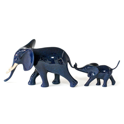 Loet Vanderveen - ELEPHANT & BABY MARCHING (547) - BRONZE - 13 X 4.25 X 4.5 - These sculptures are bronze limited editions.
<br>
<br><a href="/[sculpture]/[available]-[patina]-[swatches]/">More than 30 patinas are available</a>. Available patinas are indicated as IN STOCK. Loet Vanderveen limited editions are always in strong demand and our stocked inventory sells quickly. Special orders are not being taken at this time.
<br>
<br>Allow a few weeks for your sculptures to arrive as each one is thoroughly prepared and packed in our warehouse. This includes fully customized crating and boxing for each piece. Your patience is appreciated during this process as we strive to ensure that your new artwork safely arrives.
<br>
<br>Shipping and Handling TBD