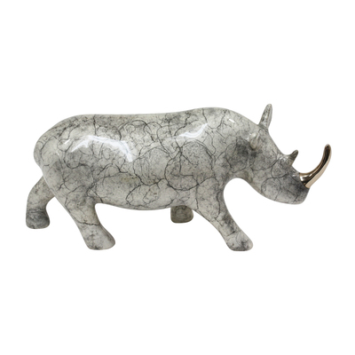 Loet Vanderveen - RHINO, KENYA (555) - BRONZE - 8.25 X 2.75 X 3.75 - These sculptures are bronze limited editions.
<br>
<br><a href="/[sculpture]/[available]-[patina]-[swatches]/">More than 30 patinas are available</a>. Available patinas are indicated as IN STOCK. Loet Vanderveen limited editions are always in strong demand and our stocked inventory sells quickly. Special orders are not being taken at this time.
<br>
<br>Allow a few weeks for your sculptures to arrive as each one is thoroughly prepared and packed in our warehouse. This includes fully customized crating and boxing for each piece. Your patience is appreciated during this process as we strive to ensure that your new artwork safely arrives.
<br>
<br>Shipping and Handling TBD