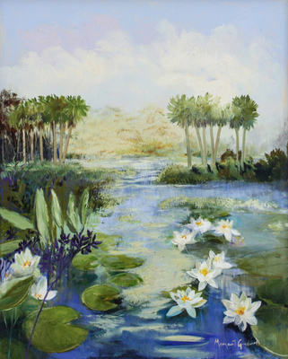 Margaret Gradwell - ARUMS IN THE CLEARING - ACRYLIC AND OIL ON CANVAS - 39 X 31