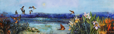 Margaret Gradwell - SUMMER EXCITEMENT - ACRYLIC AND OIL ON CANVAS - 20 X 65