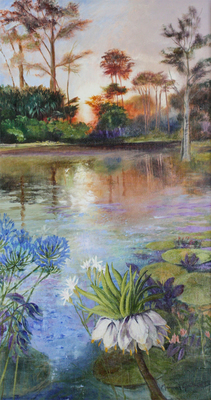 Margaret Gradwell - NATURES LILY II - ACRYLIC AND OIL ON CANVAS - 51 X 27 1/2