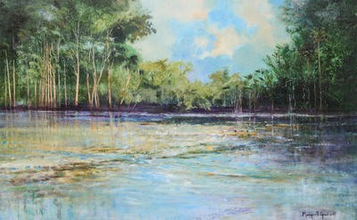 Margaret Gradwell-SERENITY Margaret Gradwell - SERENITY - ACRYLIC AND OIL ON CANVAS - 36 X 58