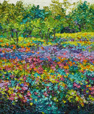 Nessi Penman - PART OF YOU - OIL ON CANVAS - 22 X 18 - Part Of You<br><br>Contemplating on the prettiness of the impressionistic flowers / field and the realization that the beauty of nature is reminiscent of the inner beauty to be found within each of us.<br><br>Nessi Penman