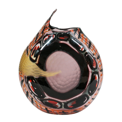 Orovetro Murano - MIDNIGHT BLOOM - GLASS - 15 X 11 1/2 X 5 1/2