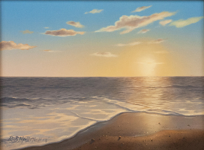 Rob MacIntosh - NAPLES BEACH SUNSET - ACRYLIC AND OIL ON CANVAS - 9 X 12