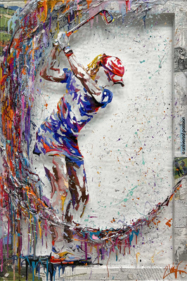 2Wild - GOLFING COLORS 31/49 - MIXED MEDIA ON PLEXIGLASS - 45 X 30