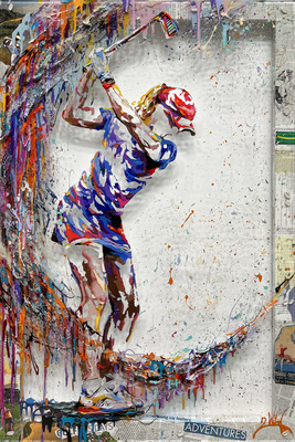 2Wild - GOLFING COLORS 32/49 - MIXED MEDIA ON PLEXIGLASS - 45 X 30