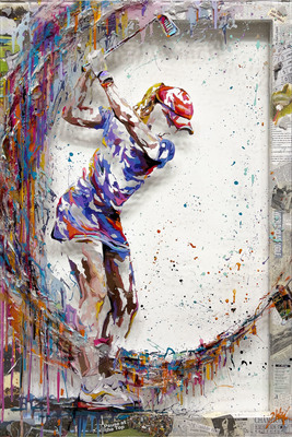 2Wild - GOLFING COLORS 44/49 - MIXED MEDIA ON PLEXIGLASS - 45 X 30