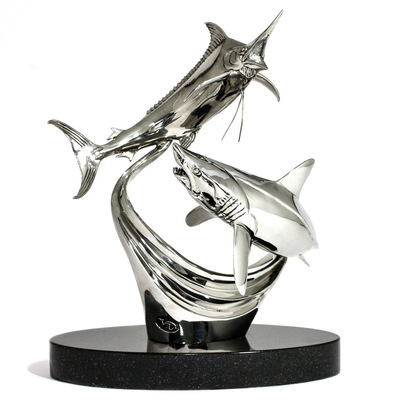 Victor Douieb - MAKO SHARK CHASING MARLIN - STAINLESS STEEL - 13 X 10 X 10