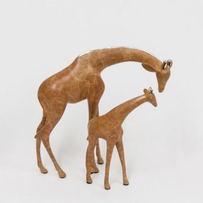 Giraffe Pair Small Loet Vanderveen Bronze Sculpture