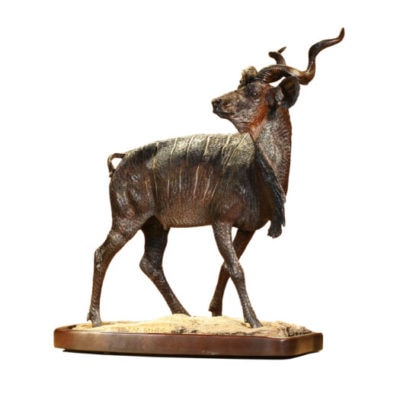 Spiral Horned Antelope Gazing Wooden Sculpture Mopho Gonde
